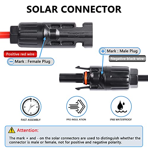 SinLoon 10AWG 2 Pin Power Industrial Circular Connector to Solar Cable Adapter, Solar Panel Cable,for Furrion,Solar Panel Suitcase,Forrest River RV Ports(45cm)