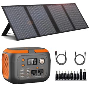 300w portable power station 260wh outdoor solar generators mobile lithium battery pack 110v outlet solar power bank camping power supply for laptop with 60w solar panel