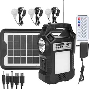 portable power station,solar power bank generator,laptop charger with led light(solar panel included) 4500mah battery 3 led bulbs fm radio,for outdoors indoor camping travel fishing emergency backup