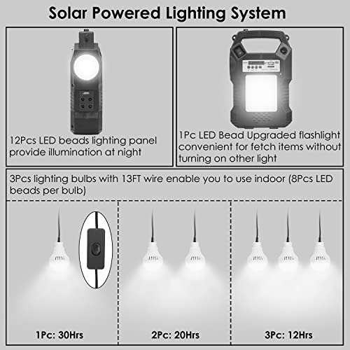 Portable Power Station,Solar Power Bank Generator,Laptop Charger with LED Light(Solar Panel Included) 4500mAh Battery 3 LED Bulbs Fm Radio,for Outdoors Indoor Camping Travel Fishing Emergency Backup