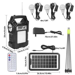 Portable Power Station,Solar Power Bank Generator,Laptop Charger with LED Light(Solar Panel Included) 4500mAh Battery 3 LED Bulbs Fm Radio,for Outdoors Indoor Camping Travel Fishing Emergency Backup