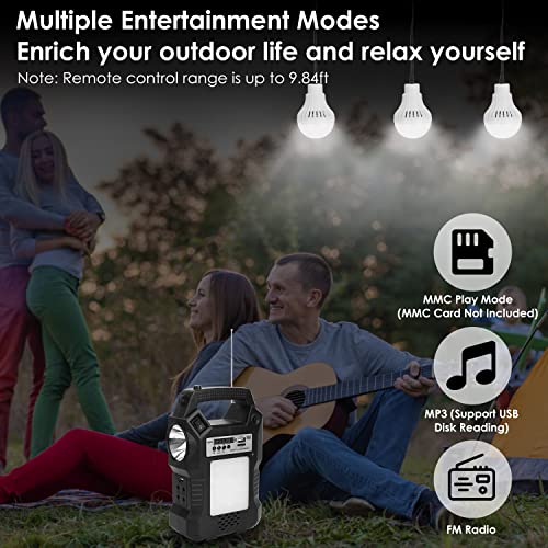 Portable Power Station,Solar Power Bank Generator,Laptop Charger with LED Light(Solar Panel Included) 4500mAh Battery 3 LED Bulbs Fm Radio,for Outdoors Indoor Camping Travel Fishing Emergency Backup