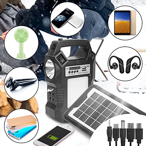 Portable Power Station,Solar Power Bank Generator,Laptop Charger with LED Light(Solar Panel Included) 4500mAh Battery 3 LED Bulbs Fm Radio,for Outdoors Indoor Camping Travel Fishing Emergency Backup