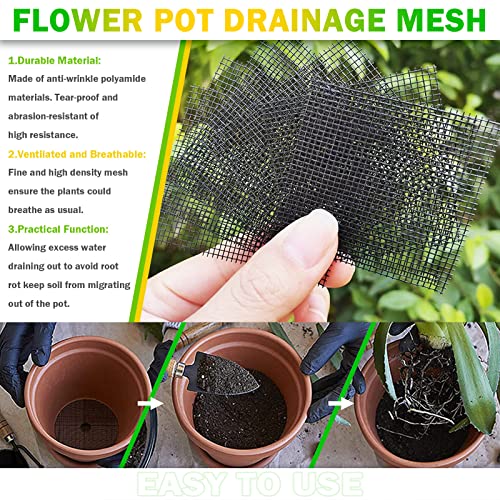 Keadic 56Pcs Garden Transplanting Tools Includes Waterproof Plant Repotting Mat, 2” and 4” Round Square Flower Pot Hole Mesh Pad, Mini Garden Hand Tools and Watering Can for Plant Care