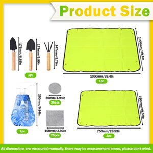 Keadic 56Pcs Garden Transplanting Tools Includes Waterproof Plant Repotting Mat, 2” and 4” Round Square Flower Pot Hole Mesh Pad, Mini Garden Hand Tools and Watering Can for Plant Care