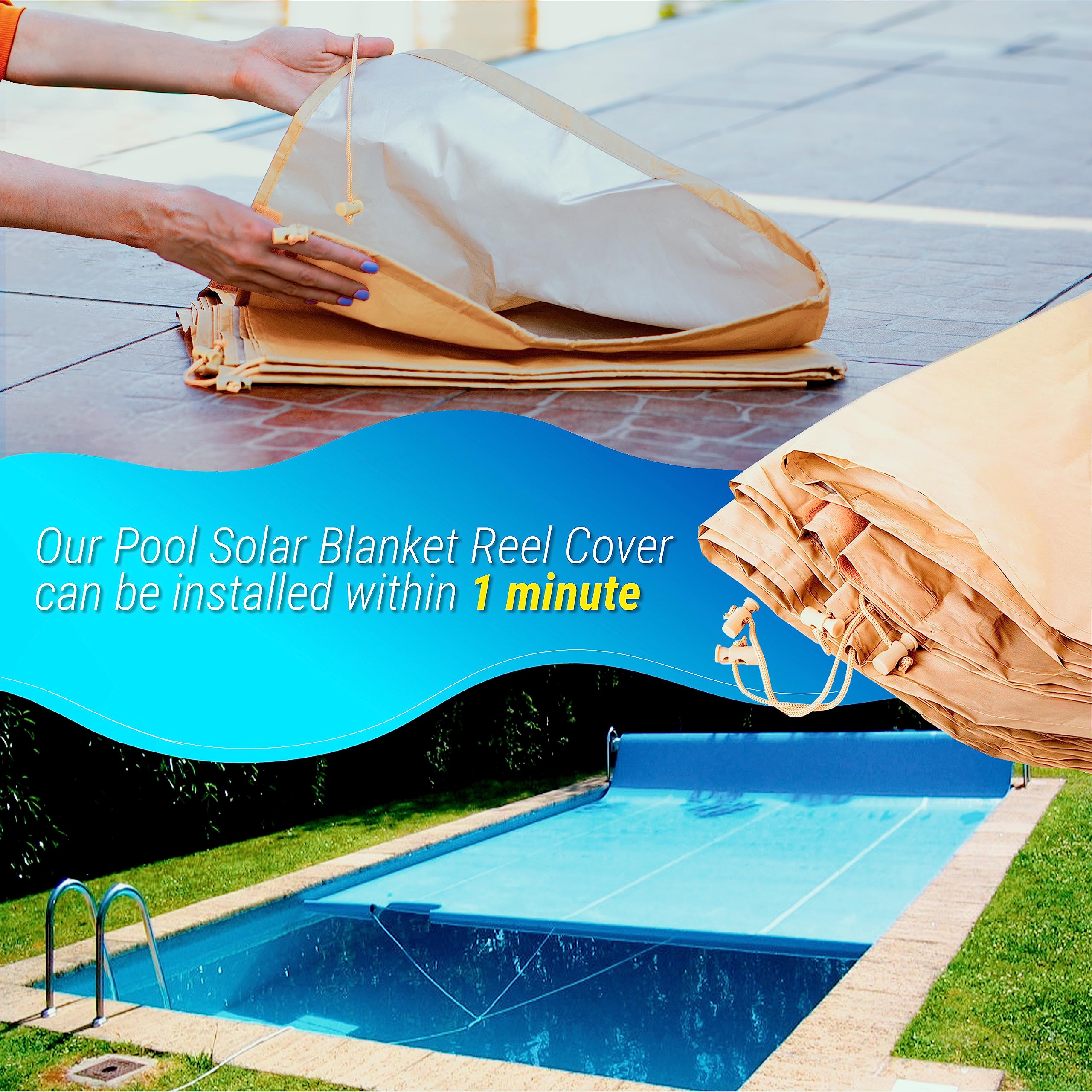 Pool Covers for Inground Pools, Pools Reel up to 20FT, Heavy Duty Waterproof Solar Blanket Cover for Pool