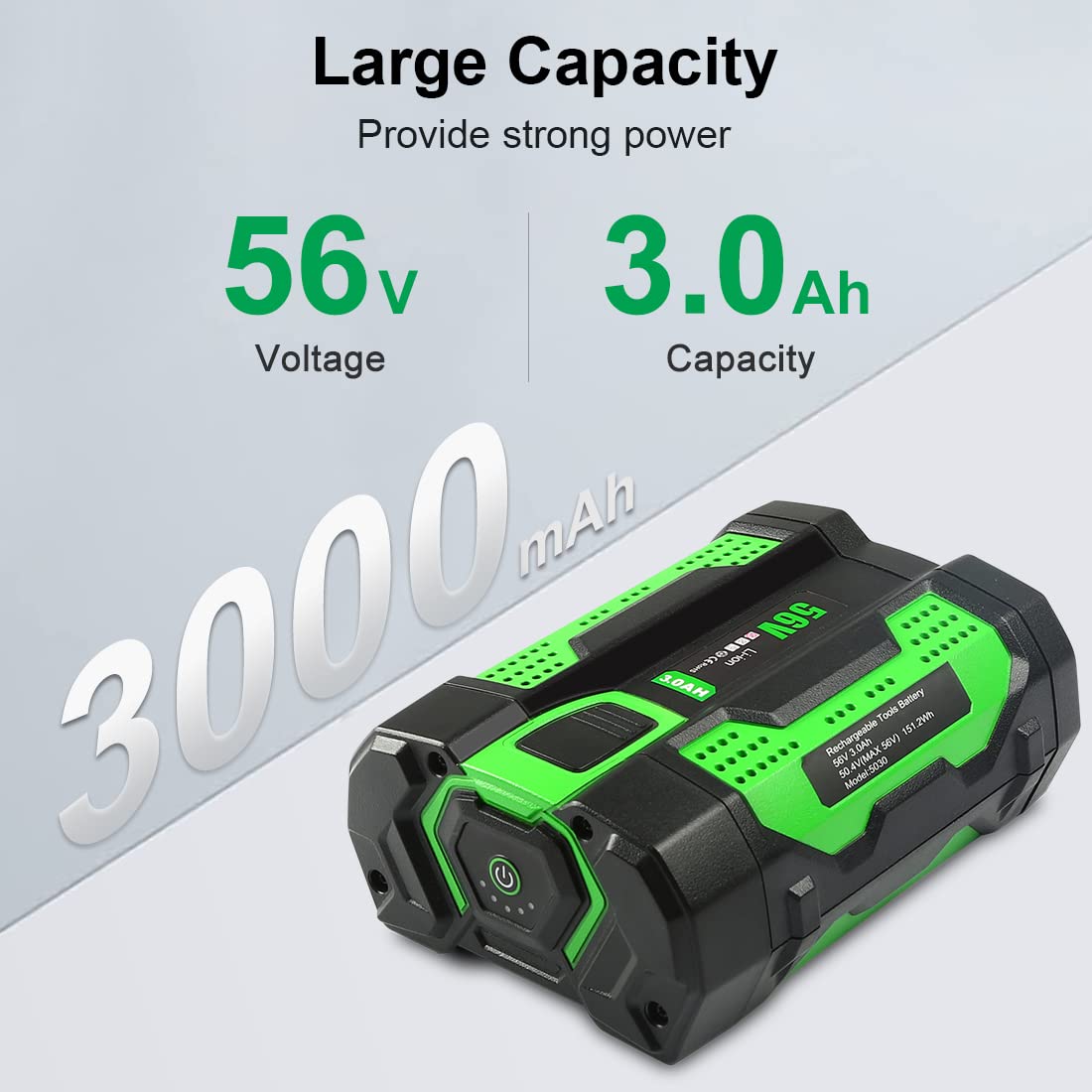 56V 3.0Ah Replacement Battery for EGO BA2800 BA1400 BA4200, 56 Volt 3000mAh Lithium Ion Battery Compatible with All Power BA2800T CS1403 CS1604 HT2400 LB4800 LB6500 LB6504 HTA2000 PH1400 Tools (Green)