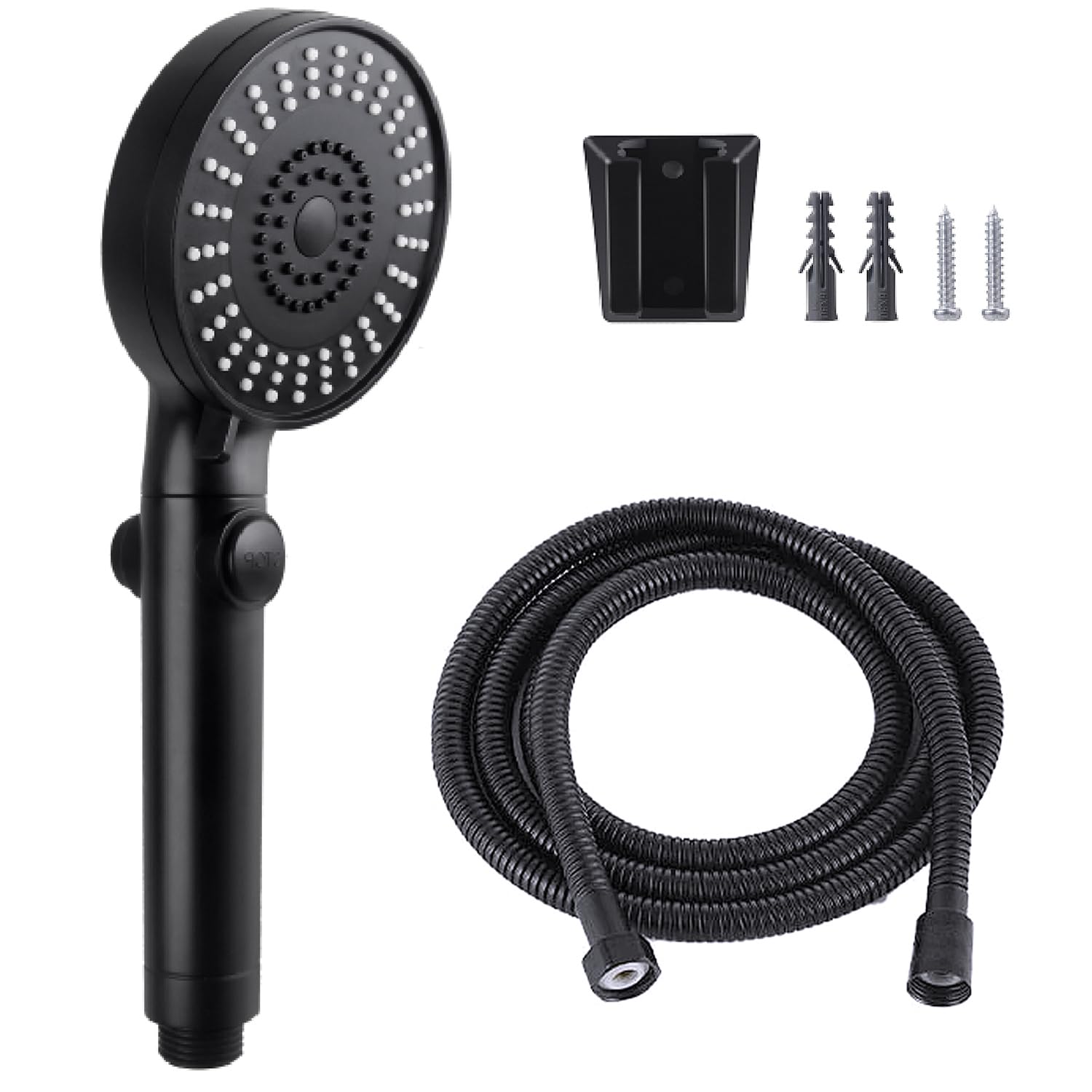 OYMOV High Pressure RV Shower Head with Hose - Non-Metallic RV Shower Kits Replacement w/ON/OFF Pause Function for RVs, Fifth Wheels, Motor Homes, Travel Trailers, Campers, Boats, Black