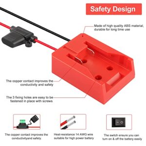 ZLWAWAOL Power Wheel Adapter with Fuse & Switch,Battery Adapter for Dewalt 20V for Milwaukee M18 18V Battery,with 14 Gauge Wire,Power Convertor for DIY Ride On Truck,RC Toys,Robotics and Work Lights