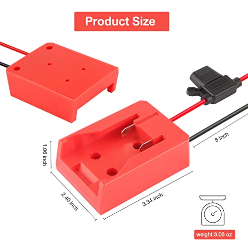 ZLWAWAOL Power Wheel Adapter with Fuse & Switch,Battery Adapter for Dewalt 20V for Milwaukee M18 18V Battery,with 14 Gauge Wire,Power Convertor for DIY Ride On Truck,RC Toys,Robotics and Work Lights