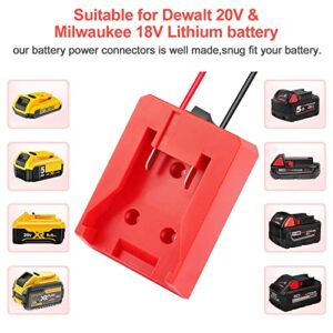 ZLWAWAOL Power Wheel Adapter with Fuse & Switch,Battery Adapter for Dewalt 20V for Milwaukee M18 18V Battery,with 14 Gauge Wire,Power Convertor for DIY Ride On Truck,RC Toys,Robotics and Work Lights