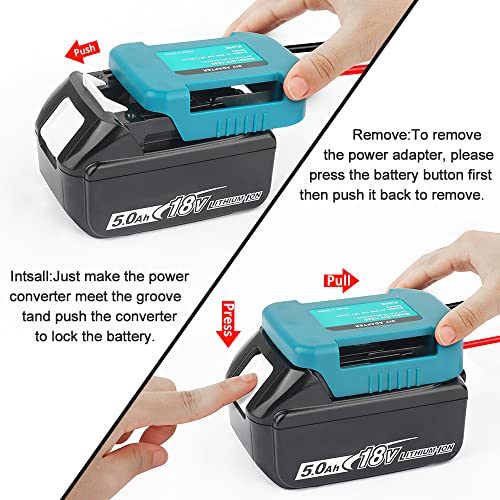 ZLWAWAOL Power Wheel Adapter with Fuse & Switch, Battery Adapter for Makita 18V Lithium Battery, with 16 Gauge Wire,Power Convertor for DIY Ride On Truck,RC Toys,Robotics and Work Lights