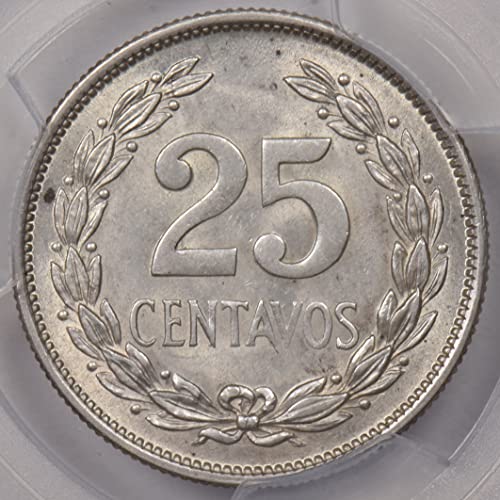 1944 SV El Salvador 1944 25 Centavos PCGS AU 58 PI0060 DE FAIR