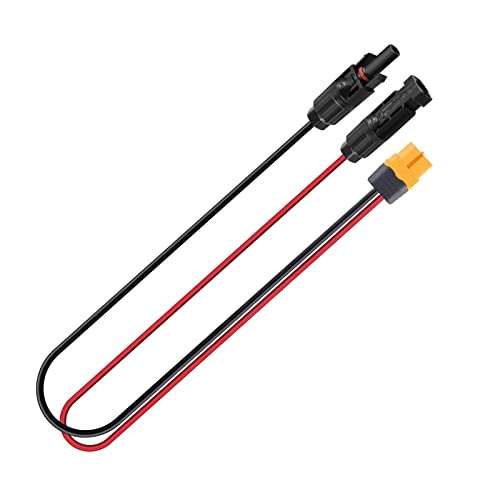 ZkeeShop Solar to XT60 Solar Charge Cable Solar Connector to XT60 Adapter Solar Panel Extension Cable 12AWG Cable Compatible for Ecoflow Delta River EB55 Solar Generator Portable Power Station 60CM