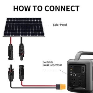 ZkeeShop Solar to XT60 Solar Charge Cable Solar Connector to XT60 Adapter Solar Panel Extension Cable 12AWG Cable Compatible for Ecoflow Delta River EB55 Solar Generator Portable Power Station 60CM