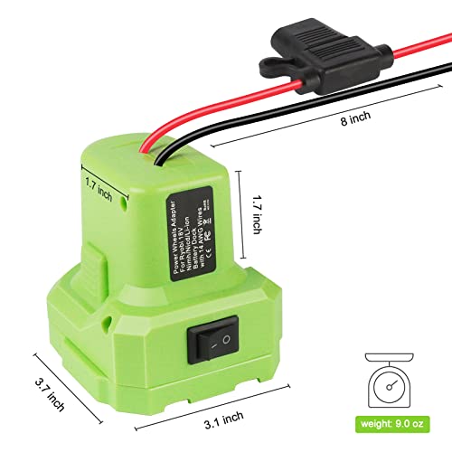 ZLWAWAOL Power Wheel Adapter with Fuse & Switch,Battery Adapter for Ryobi 18V Battery, with 14 Gauge Wire,Power Convertor for DIY Ride On Truck,RC Toys,Robotics and Work Lights