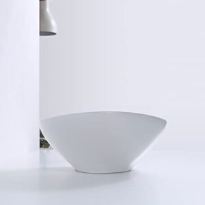 MELGII Above Counter Vessel Sink, 16" x 13" Ceramic Bathroom Sink, Oval Canoe Shape