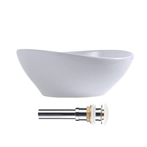 melgii above counter vessel sink, 16" x 13" ceramic bathroom sink, oval canoe shape