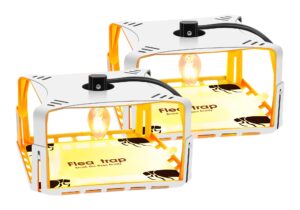 electric flea traps for inside your home (2 packs), retractable flea light trap w/sticky flea trap refill & replacement bulbs, ultimate flea fighting solution.
