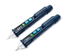 2pcs letonney voltage tester, non contact voltage detector, circuit tester dual range voltage sniffer ac 12v-1000v/48v-1000v, live/null wire tester with alarm and flashlight (blue)