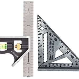 Swanson Tool Co Value Pack Includes 4 1/2 Inch Speed Trim Square and 6" Combination Square