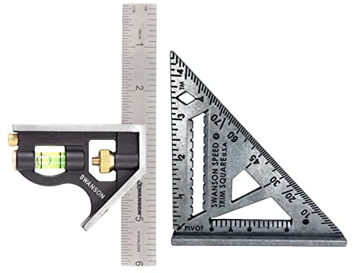 Swanson Tool Co Value Pack Includes 4 1/2 Inch Speed Trim Square and 6" Combination Square