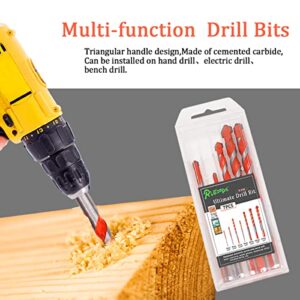 Ruibapa 7PCS(3/4/5/6/8/10/12mm) Orange Ultimate Drill Bit Multi-Function Twist Triangle Drill Bit with Tungsten Carbide Drill Bit for Concrete, Ceramic Tile, Glass, Wood and Plastic P-034