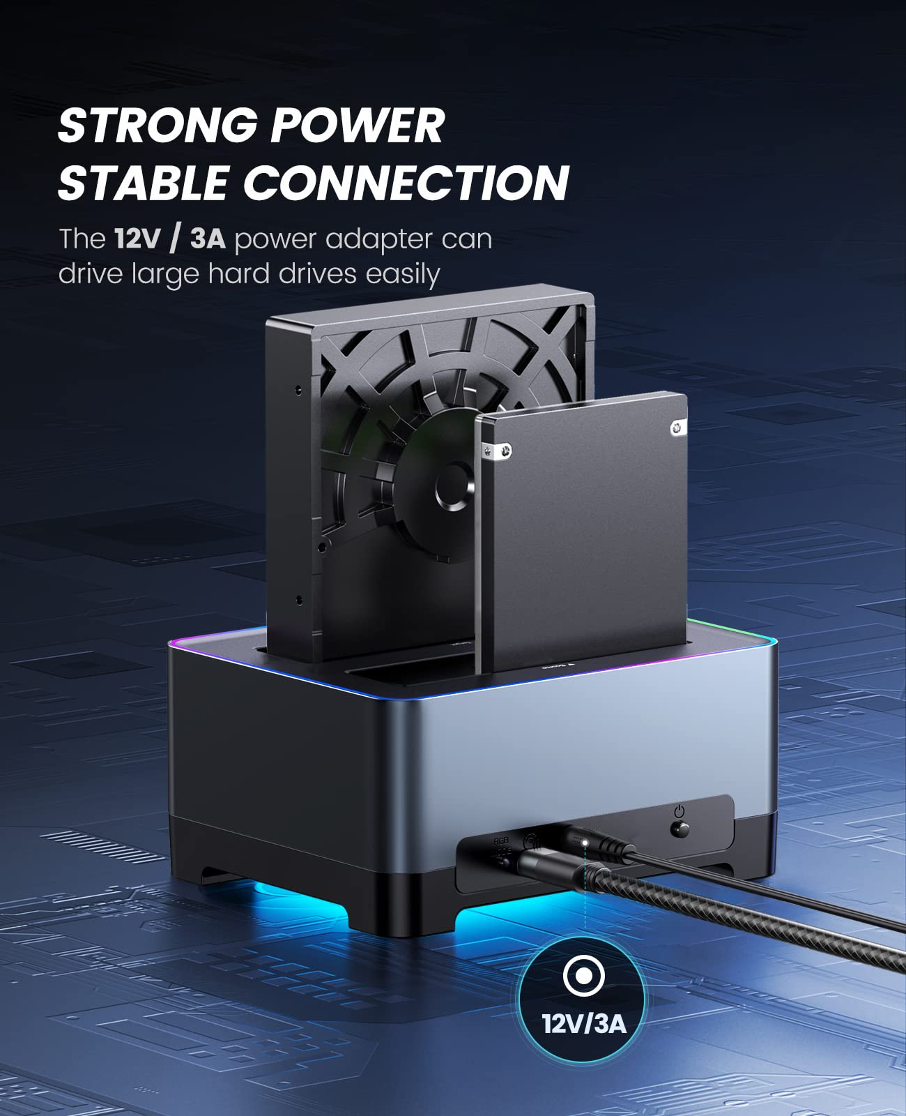 ORICO RGB Hard Drive Docking Station USB 3.2 Gen 1 Aluminum External Hard Drive Dock for 2.5''/3.5'' HDD SSD Up to 36TB Include 10Gbps Data Transfer USB-C&USB-A 2IN1 Cable -5528C3