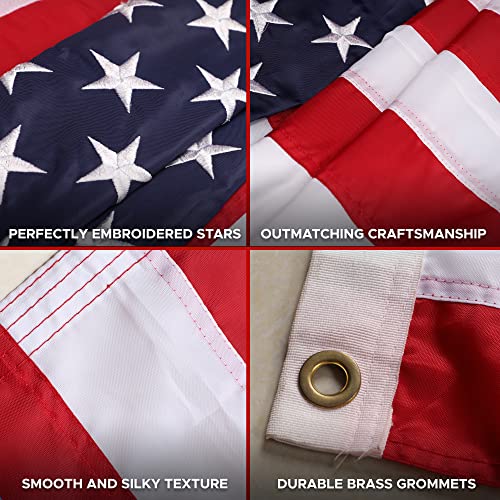 EcoNour American Flag for Outside 4x6 | Outdoor American Flag Heavy Duty Nylon Made for High Winds | Suitable for all Weather | US Flag 4x6 heavy duty outdoor | Embroidered USA Flag with Sewn Stripes