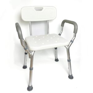 maycare heavy duty shower chair bath seat for inside shower,with padded armrests and back,medical tool free anti-slip shower bench bathtub stool for elderly, senior, handicap & disabled (3102a)