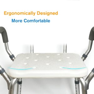 MAYCARE Heavy Duty Shower Chair Bath Seat for Inside Shower,with Padded Armrests and Back,Medical Tool Free Anti-Slip Shower Bench Bathtub Stool for Elderly, Senior, Handicap & Disabled (3102A)