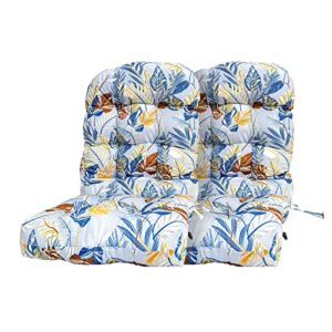pnp hwjiaju adirondack chair cushion with nice pattern set of 2, high back rocking chair cushion 44x21x4 inch, outdoor patio chair cushion sunscreen and fade-resistant (leaves home, 2)