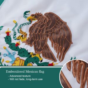 Bradford Mexican Flag 12x18 inch, Embroidered Mexican Boat Flags Bandera de Mexicana Mexico for Outdoor, Small MX Flags of Mexico with 2 Brass Grommets Decoration