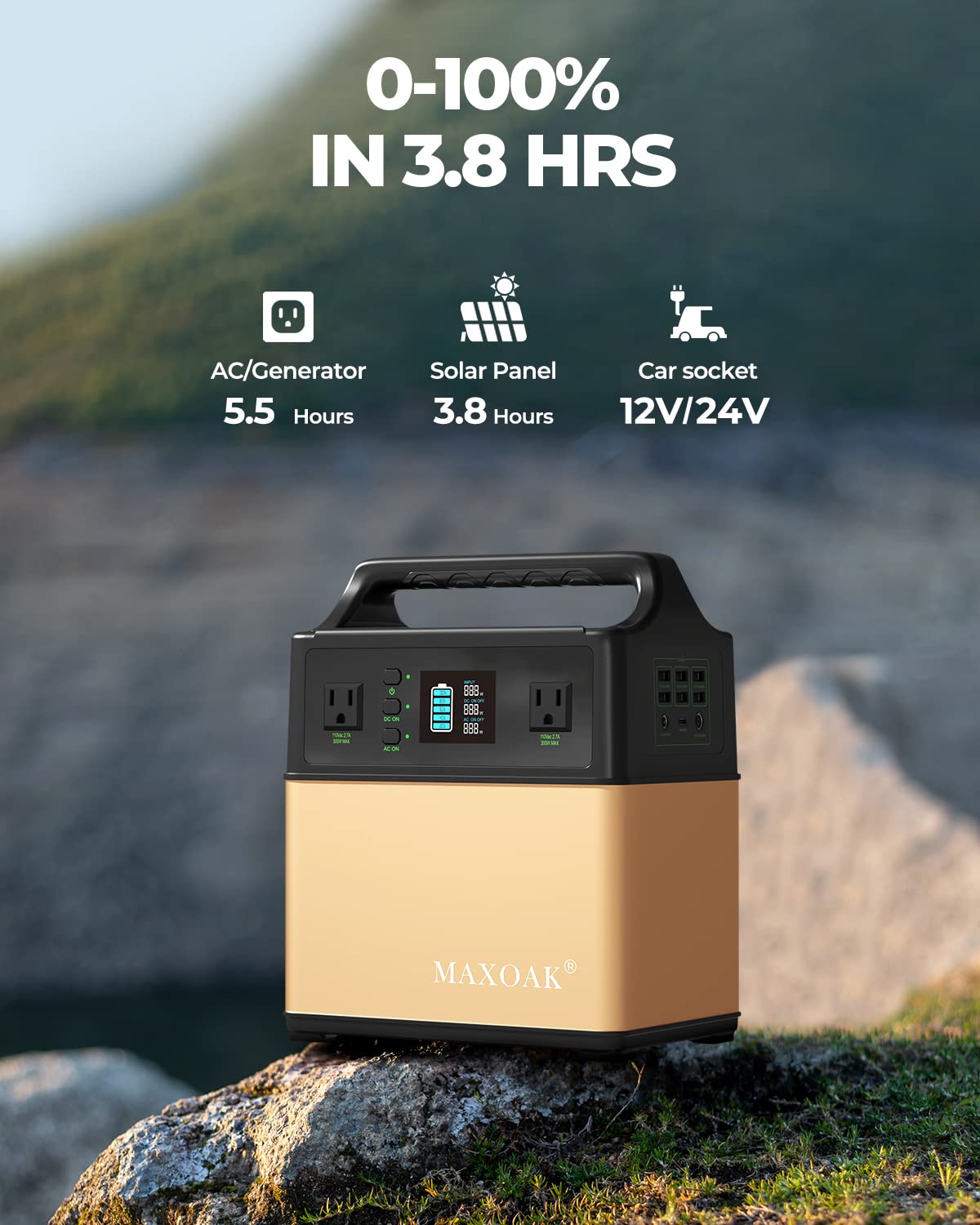 BLUETTI Portable Power Station EB40, 400Wh Lithium Battery Backup w/ 2 Pure-Sine Wave AC Outlets, Type-C Output, Solar Generator for Outdoor Camping, Travel, Home Use, Emergency, Black