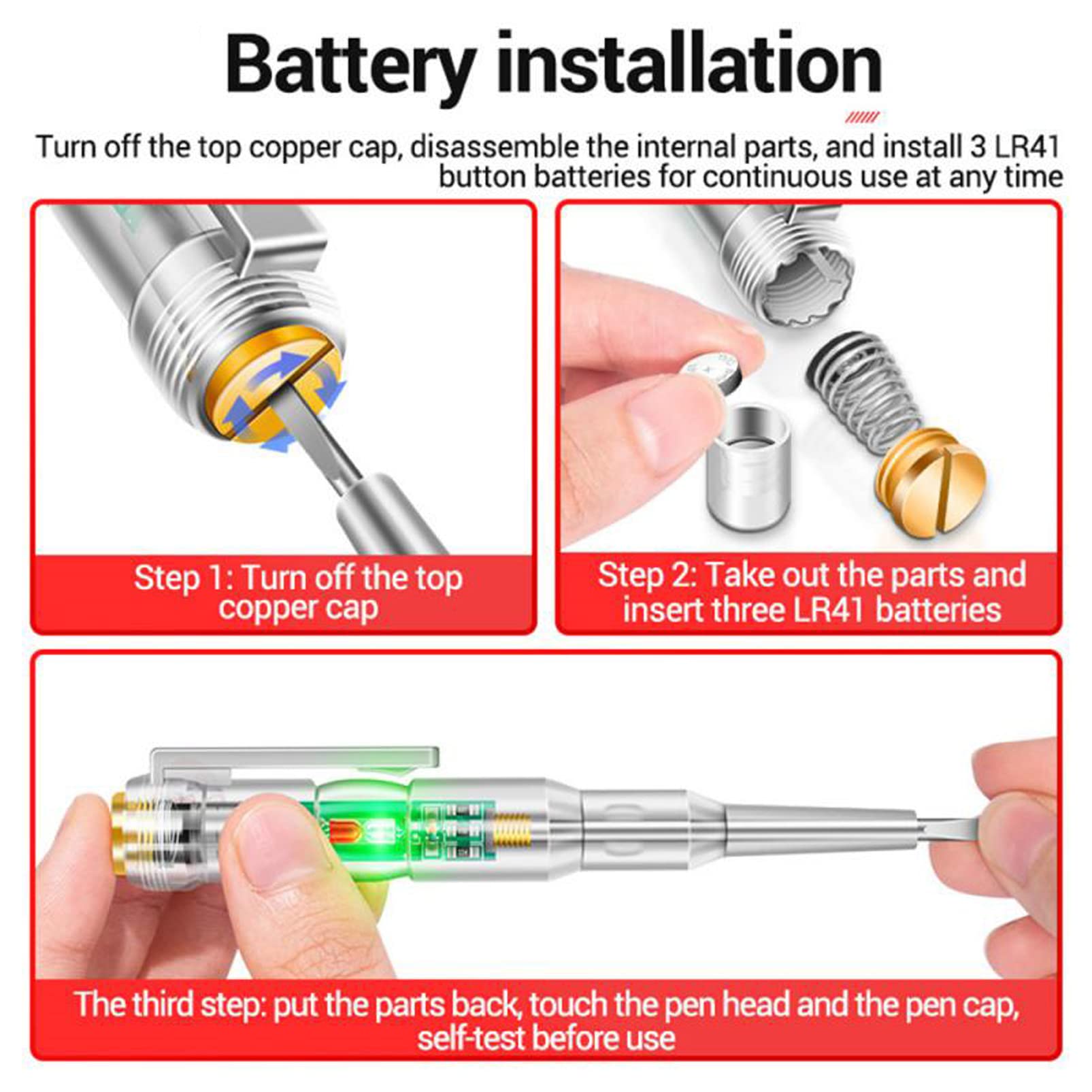 Responsive Electrical Tester Pen,Portable Electrical Circuit Tester Pen,70-250V Water-Proof Electricity Measurement Pen (1 PC)