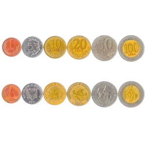 6 coins from albania | albanian coin set collection 1 5 10 20 50 100 leke | circulated 1995-2020 | teuta | genthios | dalmatian pelican | two headed eagle | berat castle | liburn ship