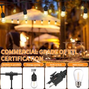 Hassoft S14 Outdoor String Lights - 28 LED Bulbs (3 spares), Outdoor Lights - 48.5 Ft, Patio Lights - Material Upgrade, Certified as Commercial Outdoor Lighting Products by ETL