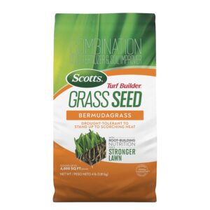 scotts turf builder grass seed bermudagrass with fertilizer and soil improver, drought-tolerant, 4 lbs.