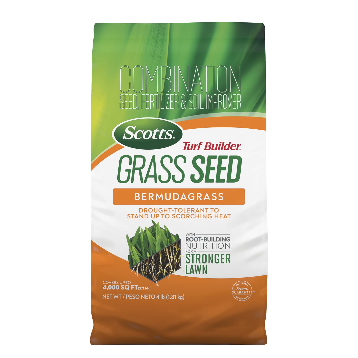 Scotts Turf Builder Grass Seed Bermudagrass with Fertilizer and Soil Improver, Drought-Tolerant, 4 lbs.