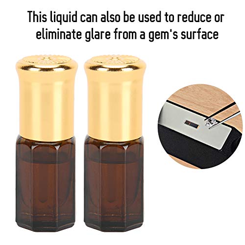 Refractive Index Fluid, Gemstone Refractometer Oil, 2 Bottles Refractive Index Fluid Oil 3ml Each 1.300-1.800 RI for Gem Refractometers Professional Gemstone Identification