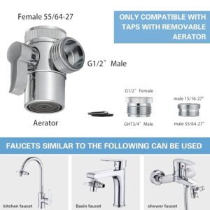 Happyreise All Brass Faucet Diverter Valve with Aerator,Faucet Diverter Adapter for Sink Faucet Connection Shower Hose/Garden Hose/Portable Washing Machine Chrome