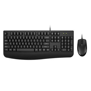 wired keyboard and mouse combo, edjo full-sized ergonomic computer keyboard with palm rest and optical wired mouse for windows, mac os desktop/laptop/pc