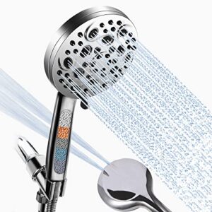 lemnislife handheld shower head with filter, high pressure 8 spray settings + 2 power jet modes detachable shower heads with 59" stainless steel hose, filtered shower head for hard water soften