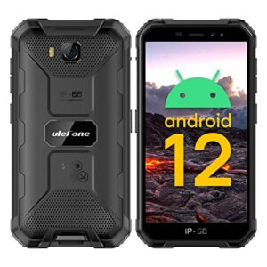 ulefone rugged phones unlocked, armor x6 pro ip68/69k dustproof waterproof smartphone, 8gb+32gb, android 12, 5.0 inches, 13mp + 5mp, nfc, custom key, gloves mode, face unlock, us version (black)