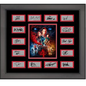 framed stranger things season 4 14x facsimile cast signed laser engraved autographs photo 21x24 professionally matted