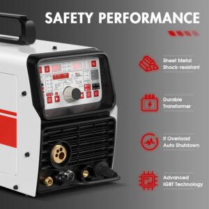 ANDELI 220V Aluminum MIG Welder,MIG TIG CUT COLD & MMA MIG Welding and Flux Welding without Gas Cold Welder 5 in 1 Multiprocess Welder Aluminum Welding Machine