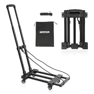 AKOZLIN Folding Hand Truck 360°Rotate 4 Wheels 200lbs Heavy Duty Capacity Utility Cart Adjustable Handle Portable Compact Trolley Dolly for Personal,Luggage,Travel,Office Use