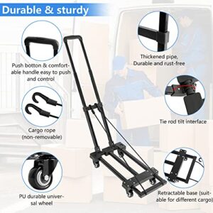 AKOZLIN Folding Hand Truck 360°Rotate 4 Wheels 200lbs Heavy Duty Capacity Utility Cart Adjustable Handle Portable Compact Trolley Dolly for Personal,Luggage,Travel,Office Use