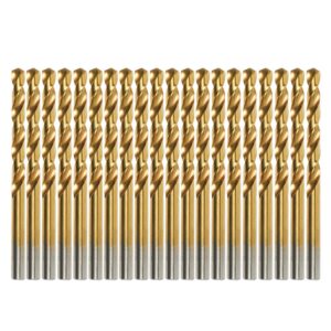 VALYRIANTOOL Titanium Drill Bit Set 20 Pcs 3/16" HSS Jobber Drill Bits, Premium 4341 High Speed Steel Jobber Length Drill for Drilling on Mild Steel, Copper, Aluminum