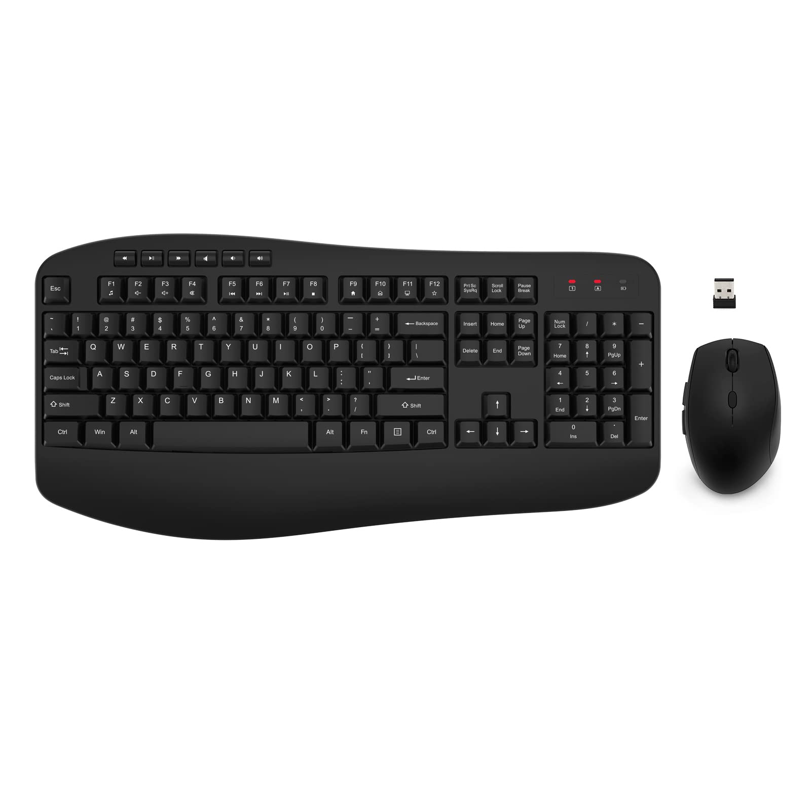 Wireless Keyboard Mouse Combo, EDJO 2.4G Full-Sized Large Wireless Keyboard with Comfortable Palm Rest and Optical Wireless Mouse for Windows, Mac OS PC/Desktops/Computer/Laptops